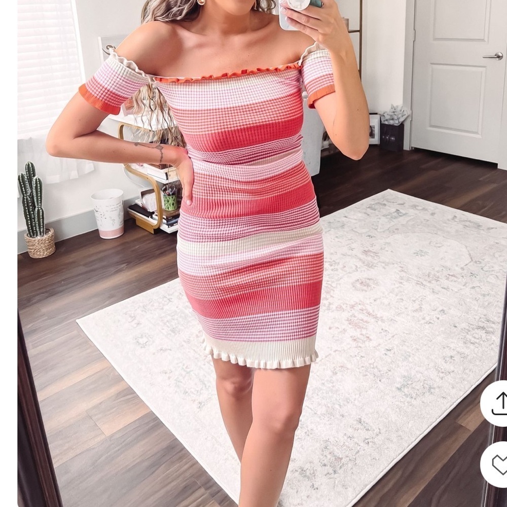 VICI Paityn Cotton Blend Striped Off The
Shoulder Midi dress size XS - Picture 9 of 9